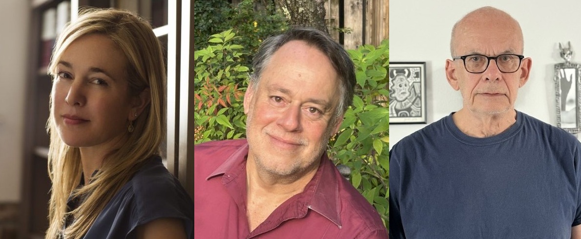 Composite image of the three editors of Out of the Darkness