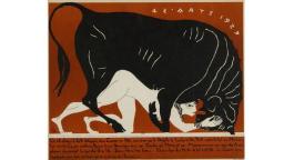 Image of woman being mounted by a bull in the clasical style
