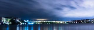 nocturnal view of Stockholm shoreline