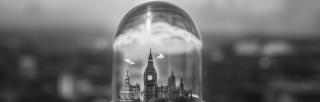 Close-up of a snowglobe of London